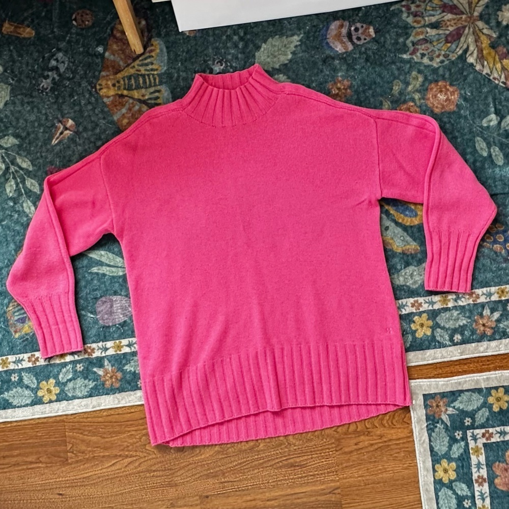 Sweaty Betty Refresh High Neck Cotton-Merino Wool Sweater - Large - Pink